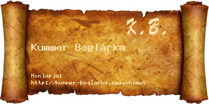 Kummer Boglárka névjegykártya